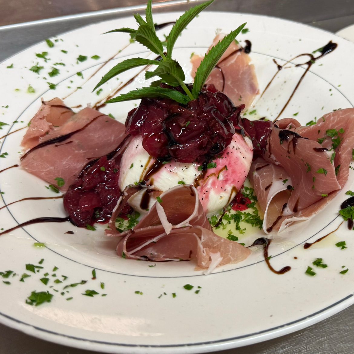 Nonno Gianni’s Ciliegie E Burrata $23.95.