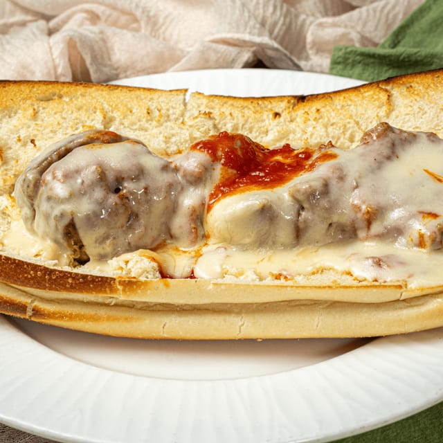 Meatball Parmigiana Sandwich.