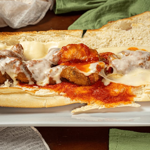 Shrimp Parmigiana Sandwich.
