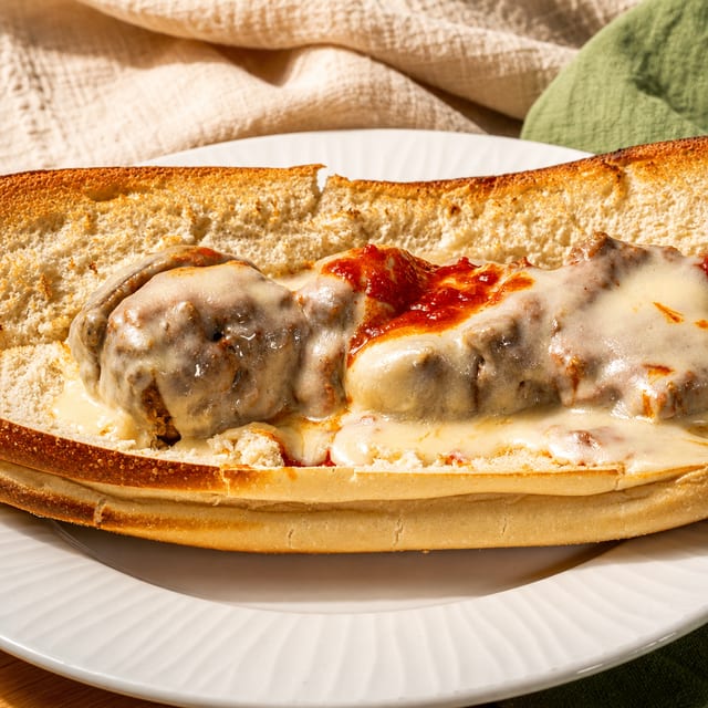 Meatball Parmigiana Sandwich.
